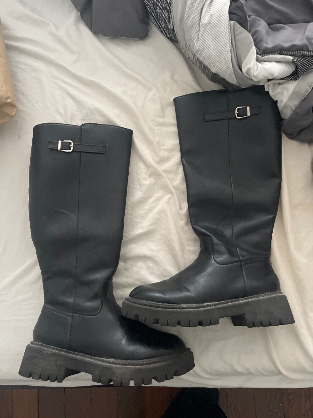 Black knee high boots